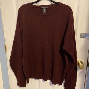 Y2K Geoffrey Beene Cable Knit Sweater Men Sz XL Washable Wool Pullover Maroon